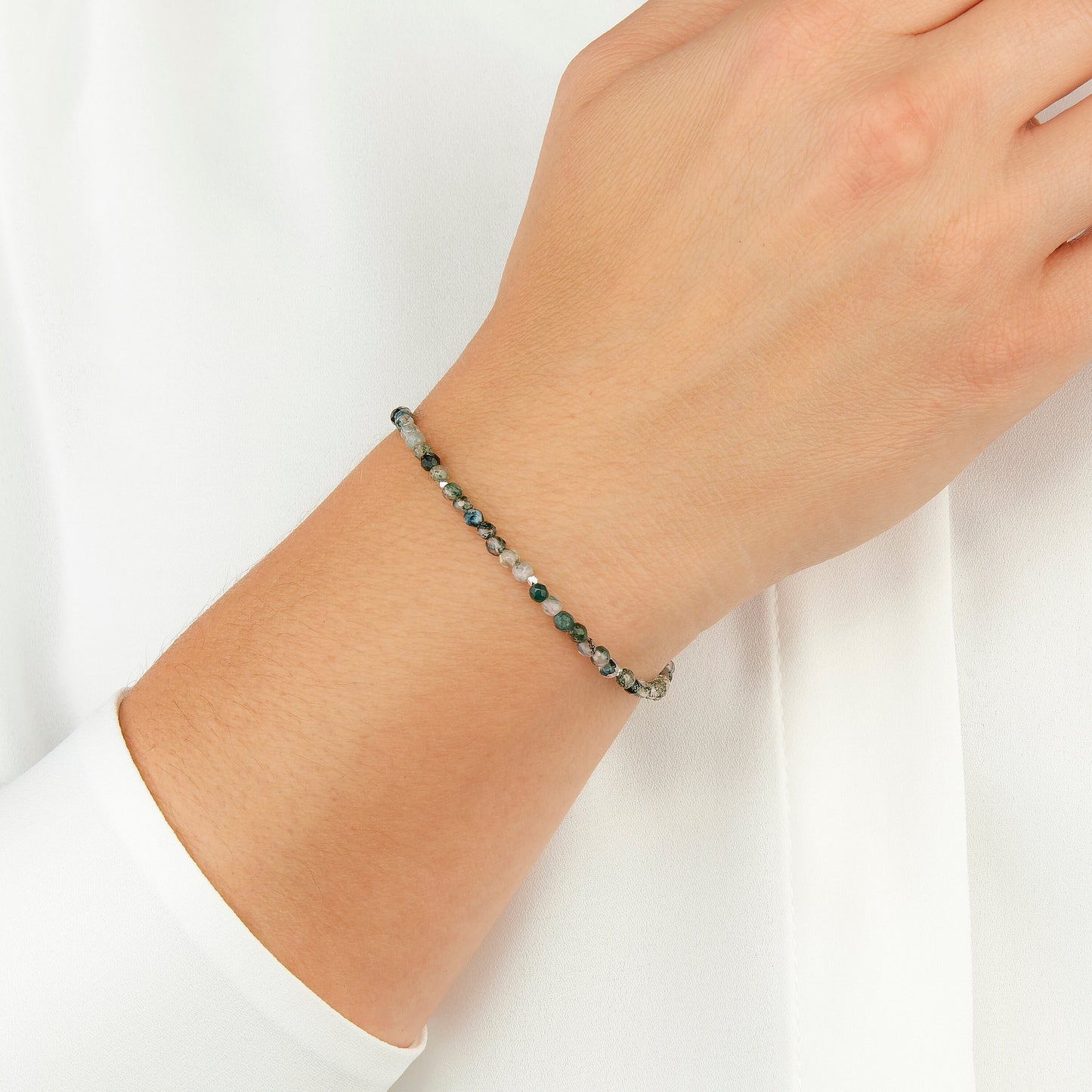 Moss Agate Dainty Gemstone Bracelet