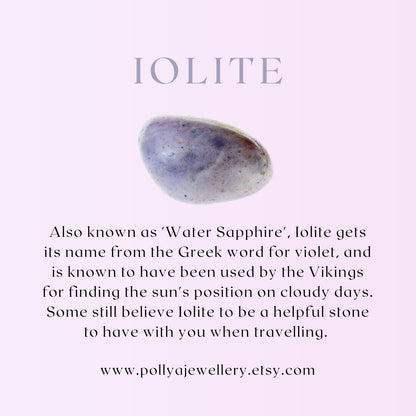 Dainty Iolite 'Water Sapphire' Gemstone Stud Earrings
