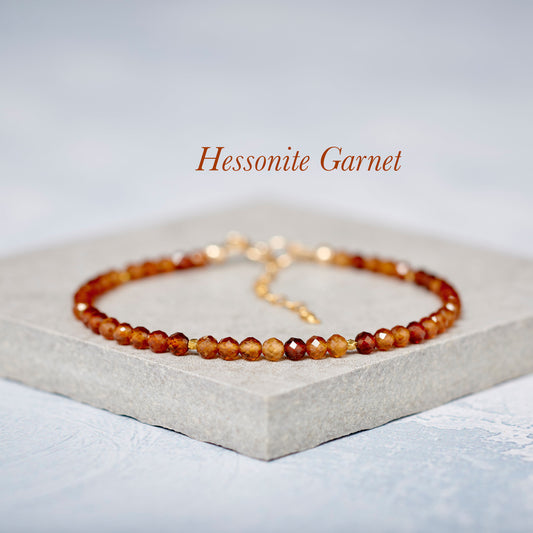 Dainty Hessonite Garnet Bracelet
