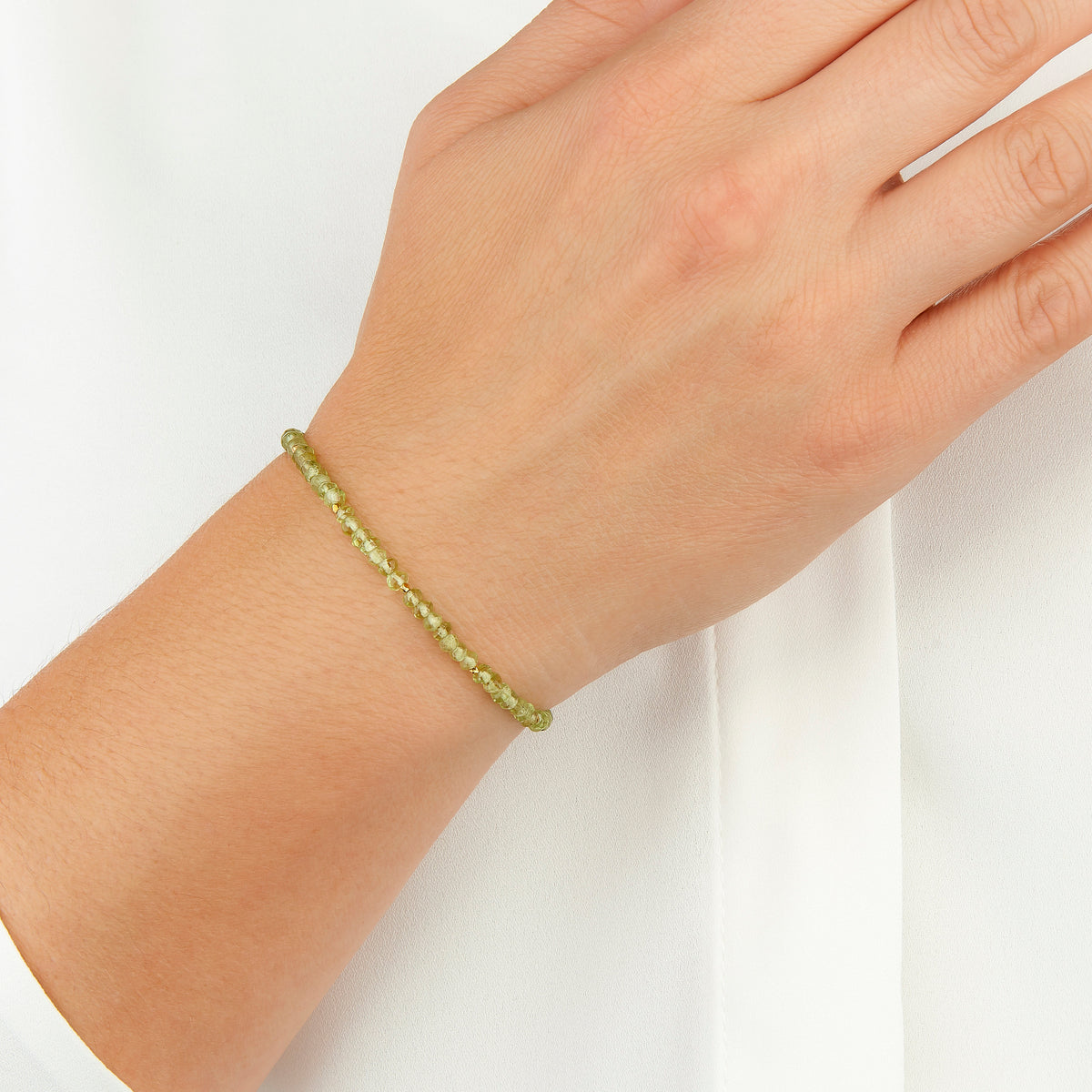 Set Of 4 Dainty Gemstone Stacking Bracelets - Aquamarine, Aventurine, Peridot & Rose Quartz