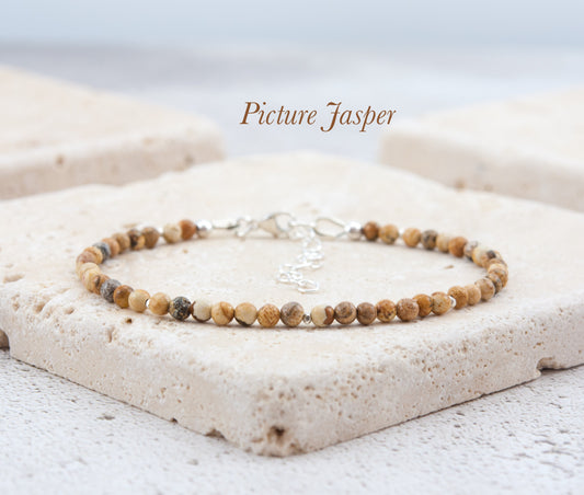 Dainty Picture Jasper Gemstone Bracelet