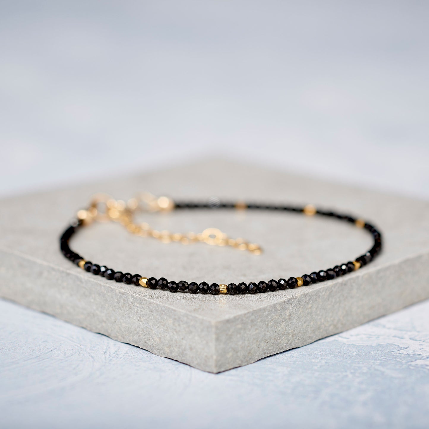 Black Spinel Dainty Gemstone Bracelet