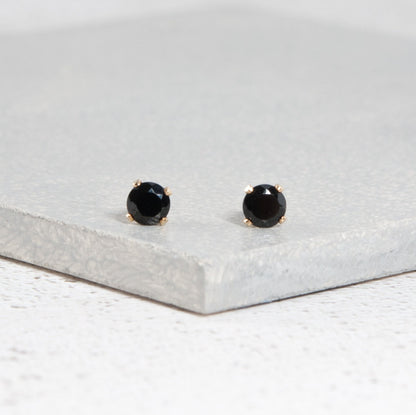 Dainty Black Spinel Gemstone Stud Earrings