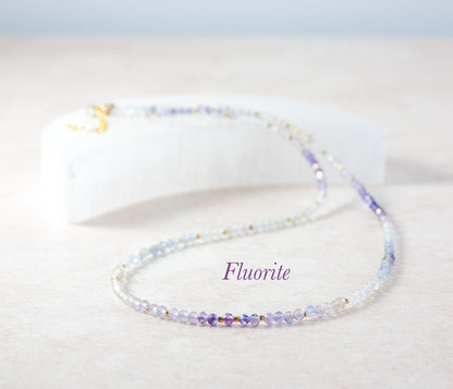 Dainty Fluorite Ombre / Shaded Necklace