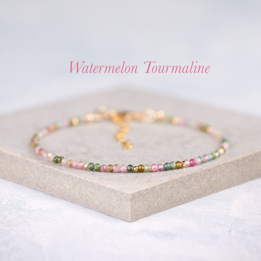 Dainty Multicolour Tourmaline Gemstone Bracelet