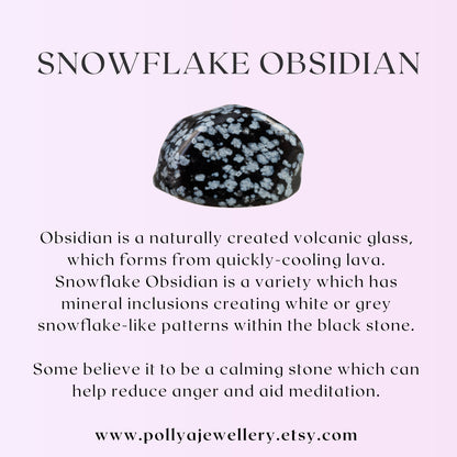 Dainty Snowflake Obsidian Heishi Bead Bracelet
