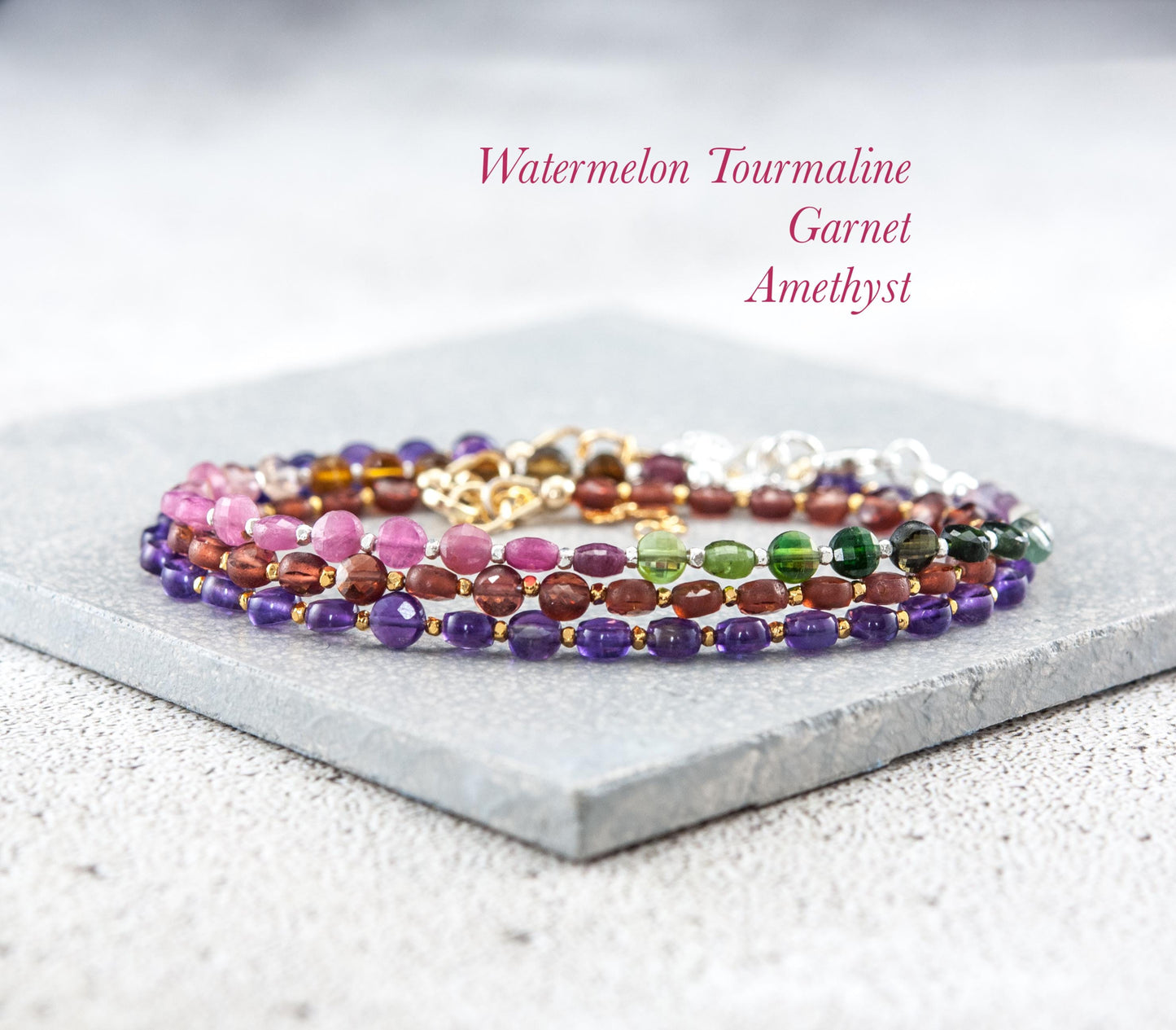 Tourmaline Dainty Coin Bead Bracelet