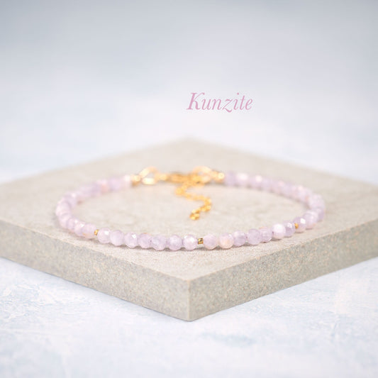 Dainty Kunzite Gemstone Bracelet (3mm)