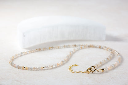 Dainty Sunstone and Moonstone Gemstone Necklace