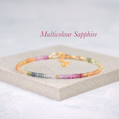 Dainty Multicolour Sapphire Gemstone Bracelet
