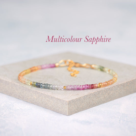 Dainty Multicolour Sapphire Gemstone Bracelet