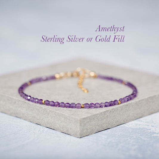 Amethyst Dainty Gemstone Bracelet