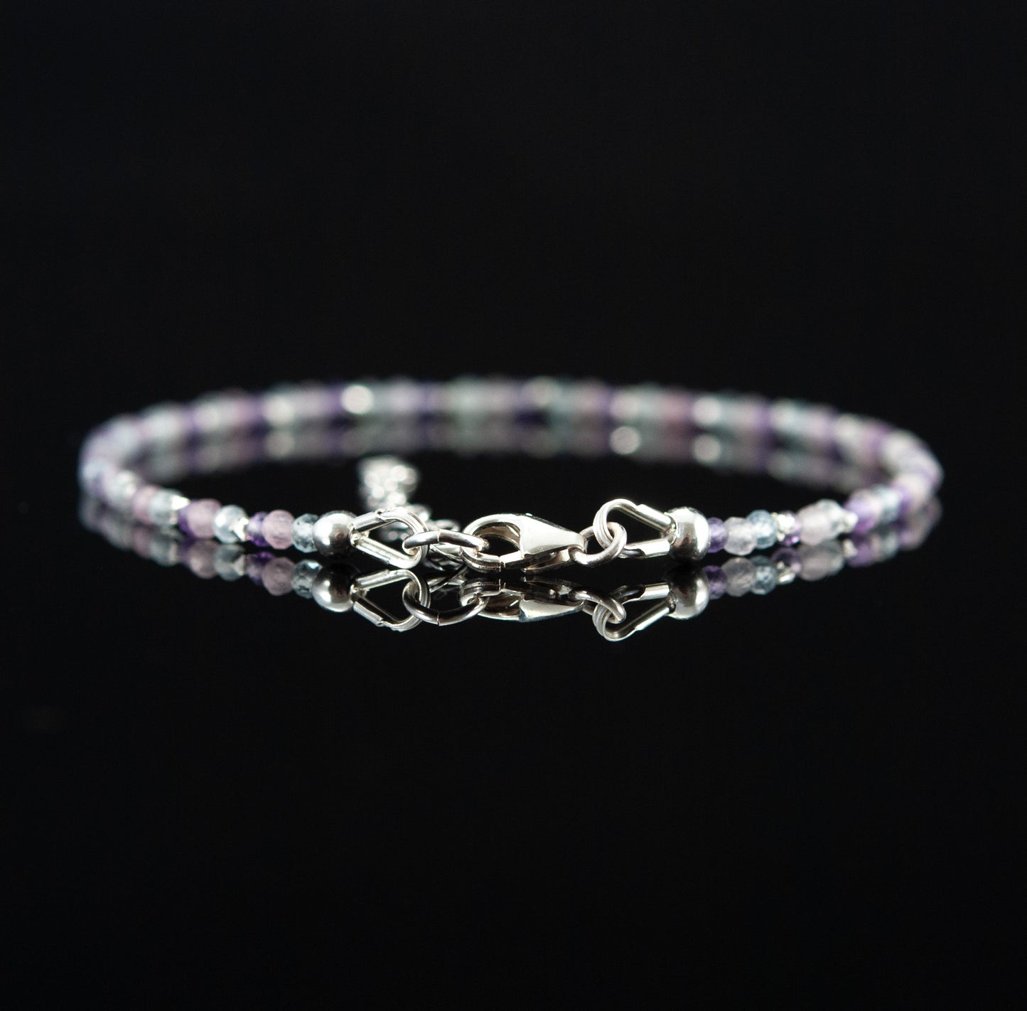 Amethyst, Aquamarine & Rose Quartz Dainty Gemstone Bracelet