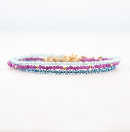 Dainty Pink Ruby Gemstone Bracelet