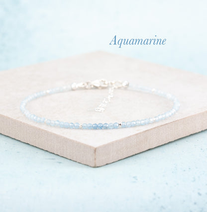 Dainty Aquamarine Ombre Gemstone Bracelet