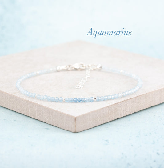 Dainty Aquamarine Ombre Gemstone Bracelet