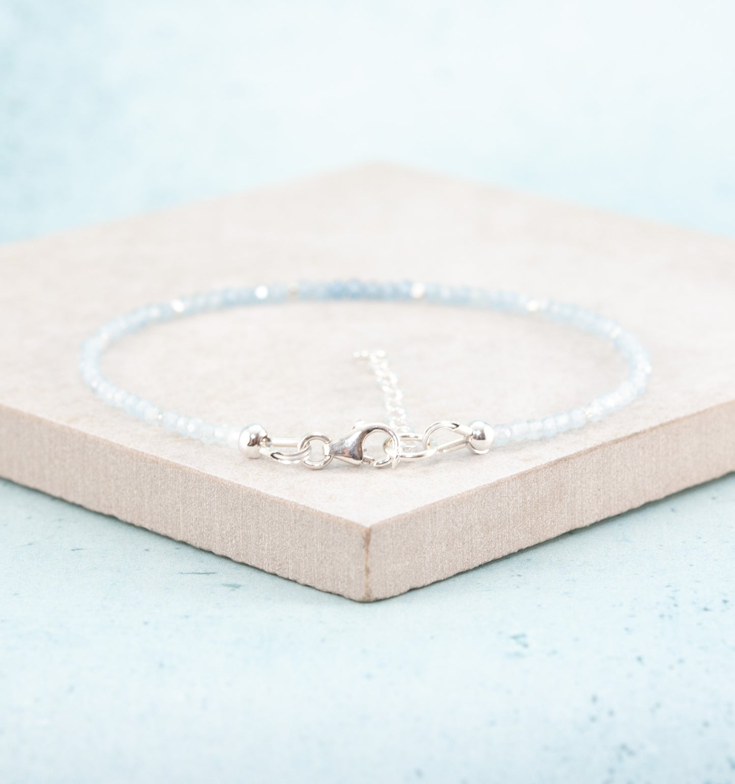 Dainty Aquamarine Ombre Gemstone Bracelet