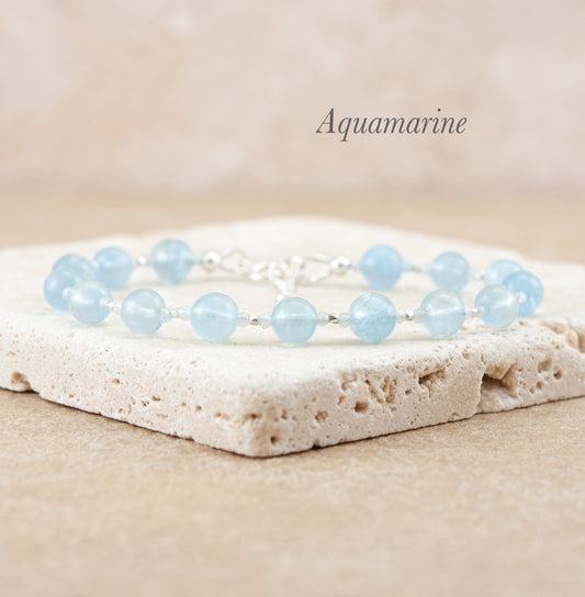 Aquamarine A+ Grade Gemstone Bracelet