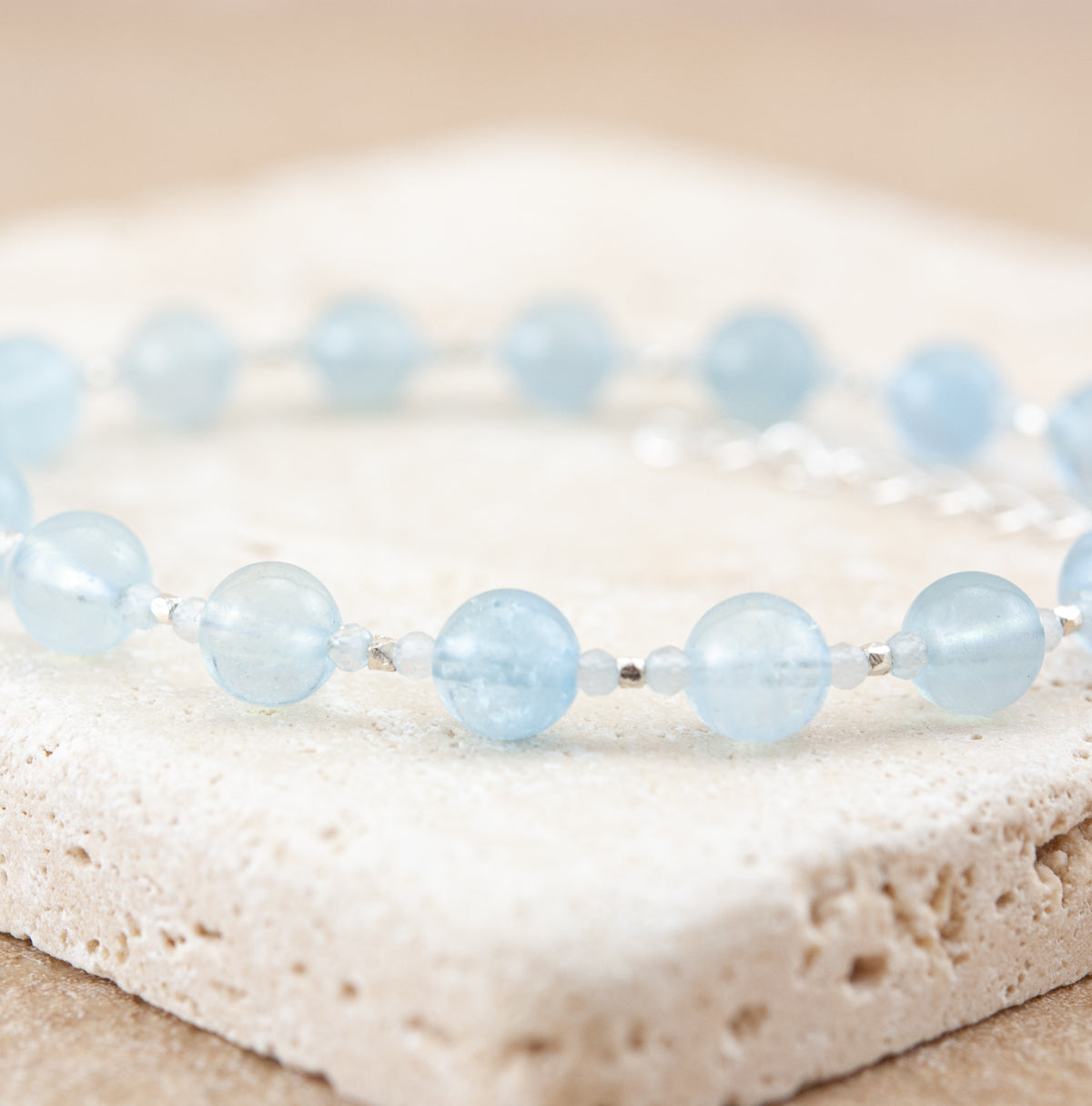 Aquamarine A+ Grade Gemstone Bracelet