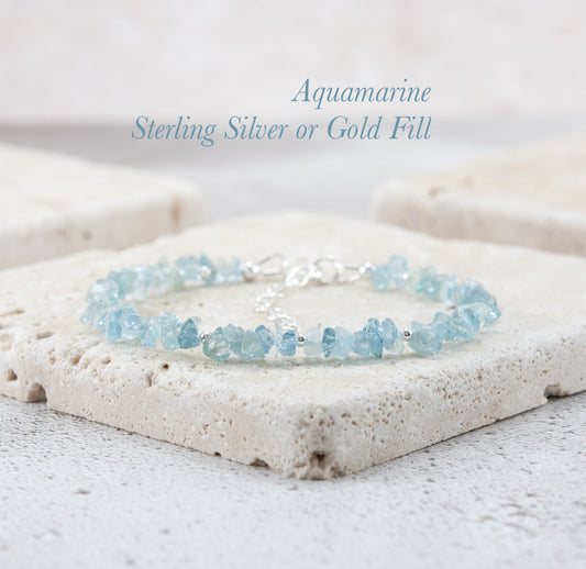 Raw Aquamarine Gemstone Bracelet