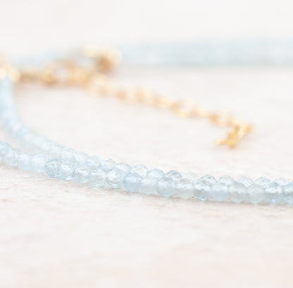 Dainty Aquamarine Gemstone Necklace (AAA Grade)