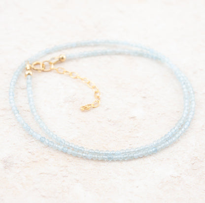 Dainty Aquamarine Gemstone Necklace (AAA Grade)