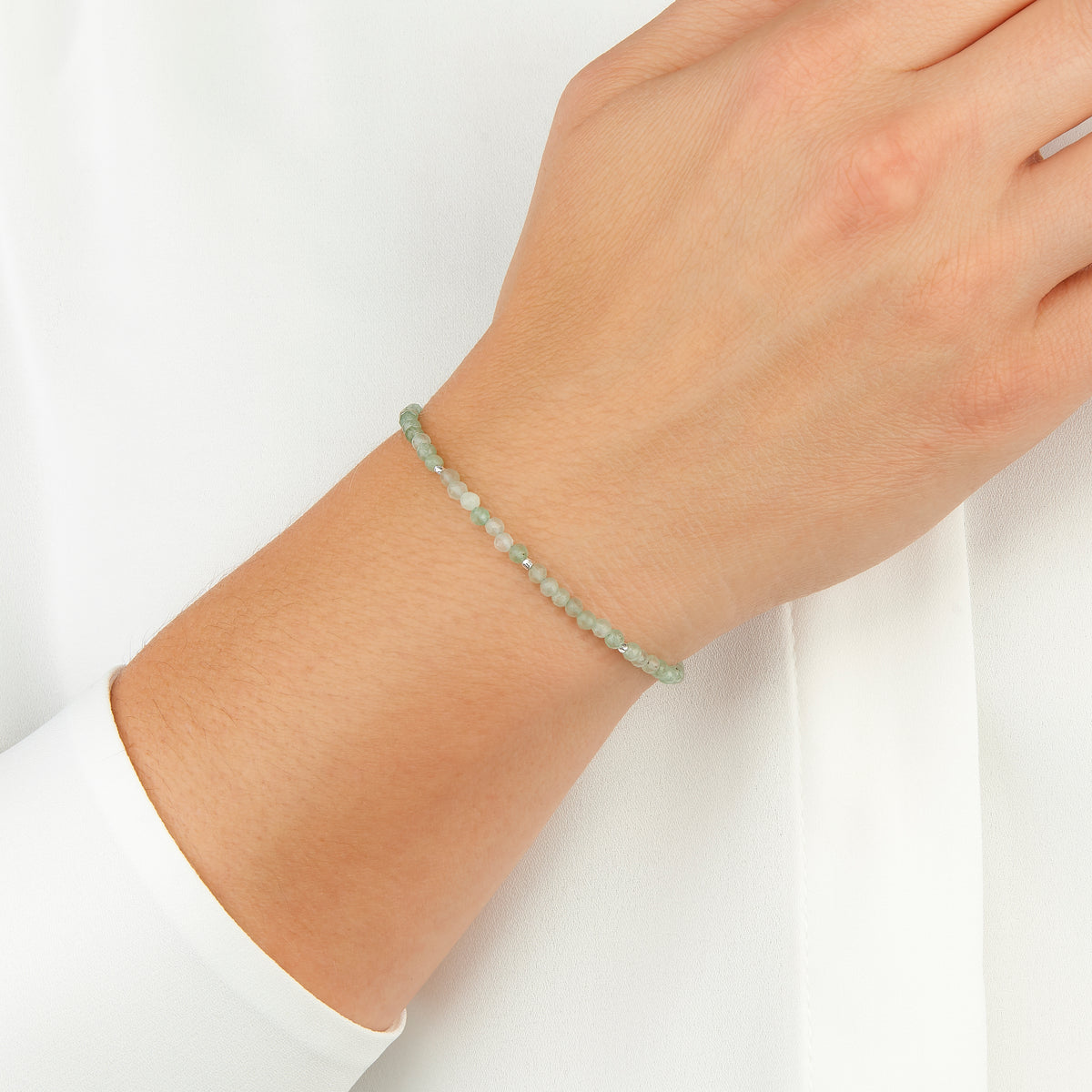 Set Of 4 Dainty Gemstone Stacking Bracelets - Aquamarine, Aventurine, Peridot & Rose Quartz