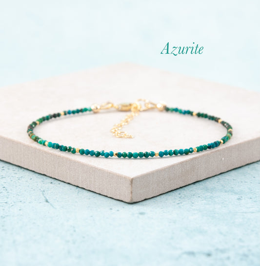 Dainty Azurite Gemstone Bracelet