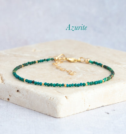 Dainty Azurite Gemstone Bracelet