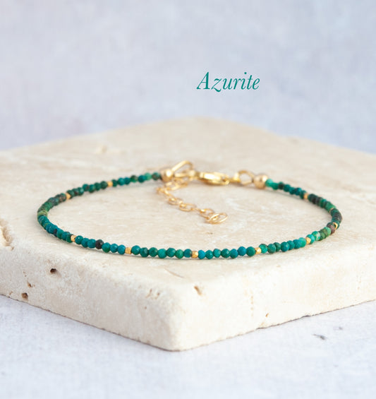 Dainty Azurite Gemstone Bracelet