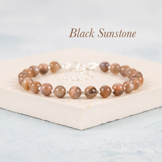 Black Sunstone Gemstone Bracelet