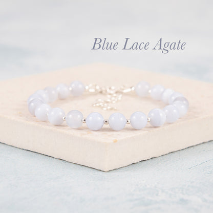Blue Lace Agate Gemstone Bracelet