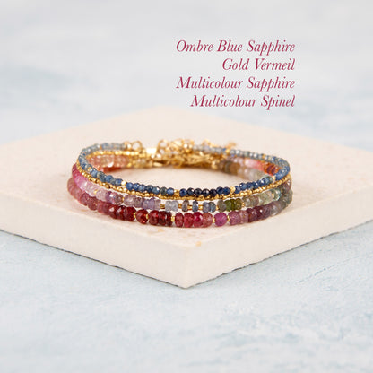 Dainty Blue Sapphire Ombre / Shaded Gemstone Bracelet