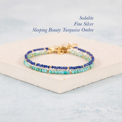 Sleeping Beauty Turquoise Dainty Bracelet, Ombre Blue & Green