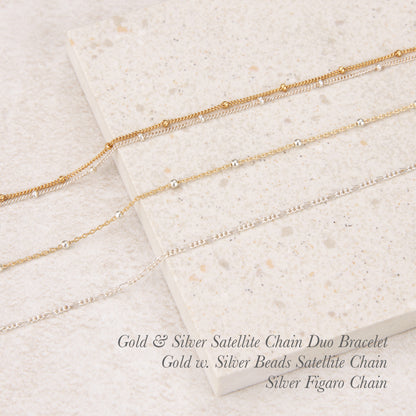Dainty Silver Figaro Chain Bracelet