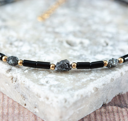Raw Black Diamond & Onyx Men's Bracelet
