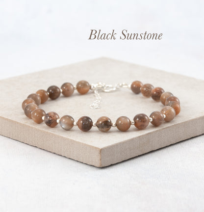 Black Sunstone Gemstone Bracelet