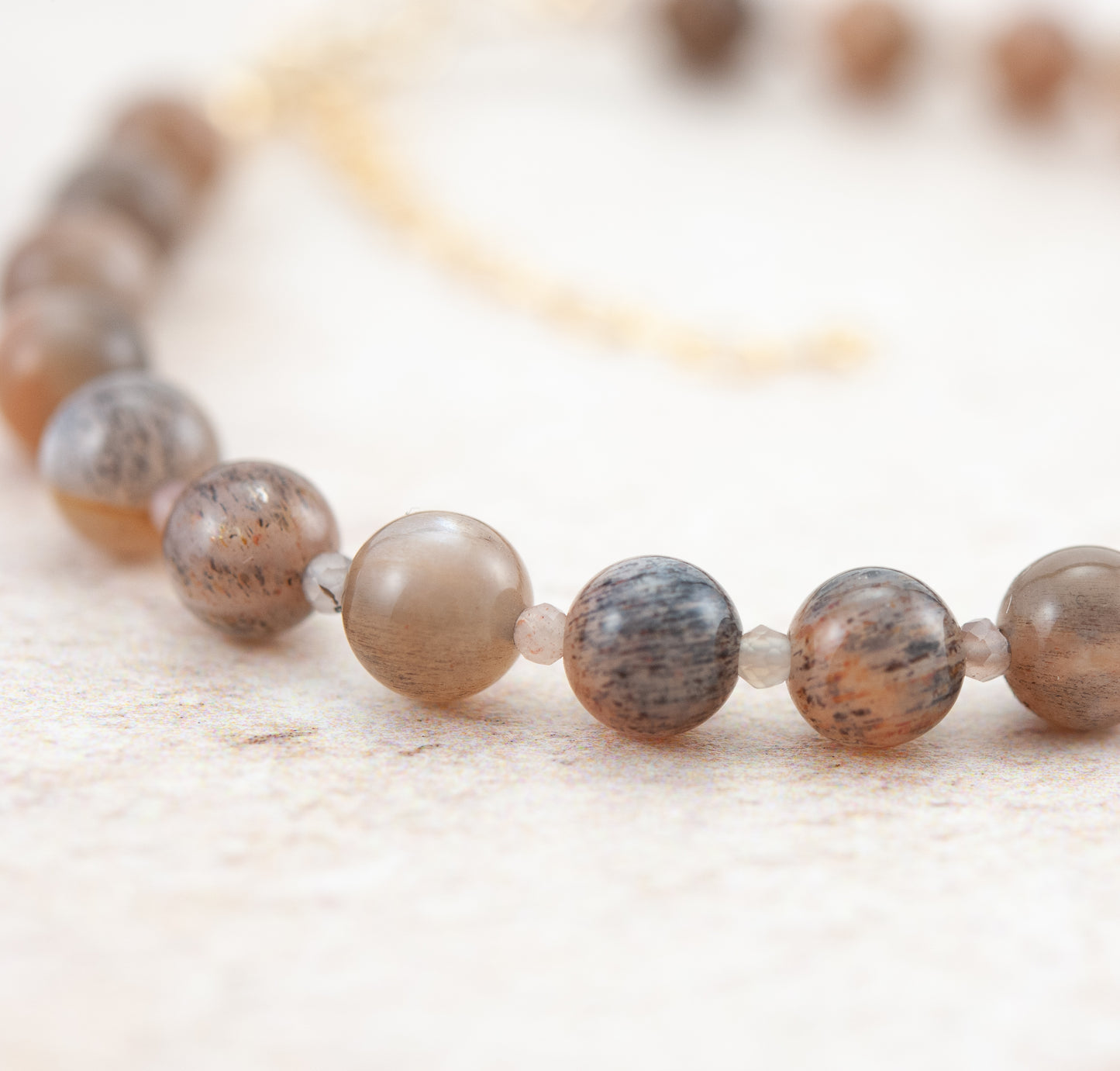 Sunstone in Moonstone Gemstone Bracelet