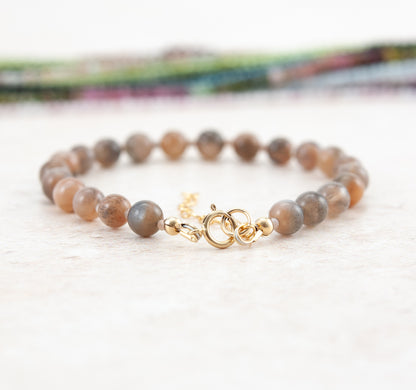Sunstone in Moonstone Gemstone Bracelet