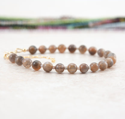 Sunstone in Moonstone Gemstone Bracelet