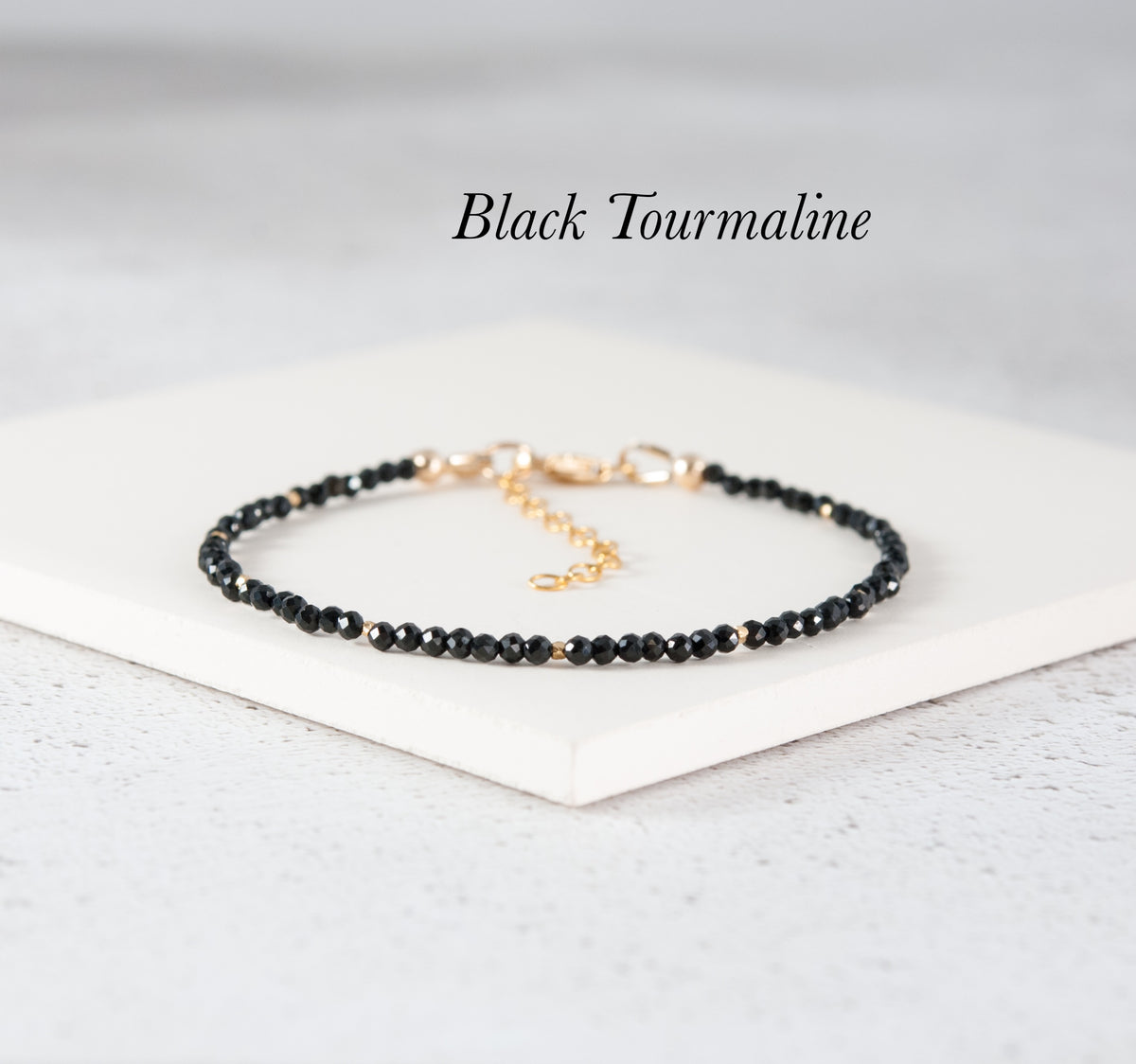 Dainty Black Tourmaline Gemstone Bracelet