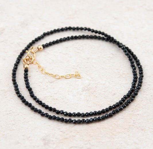 Dainty Black Tourmaline Gemstone Necklace