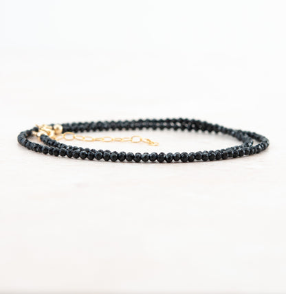Dainty Black Tourmaline Gemstone Necklace