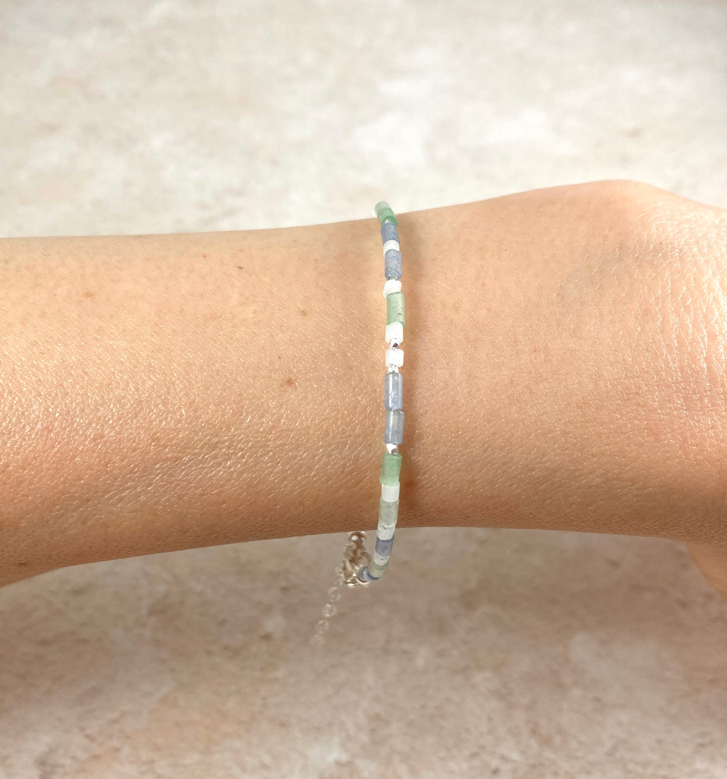 Good Luck Gemstone Bracelet -  Aventurine & White Jade