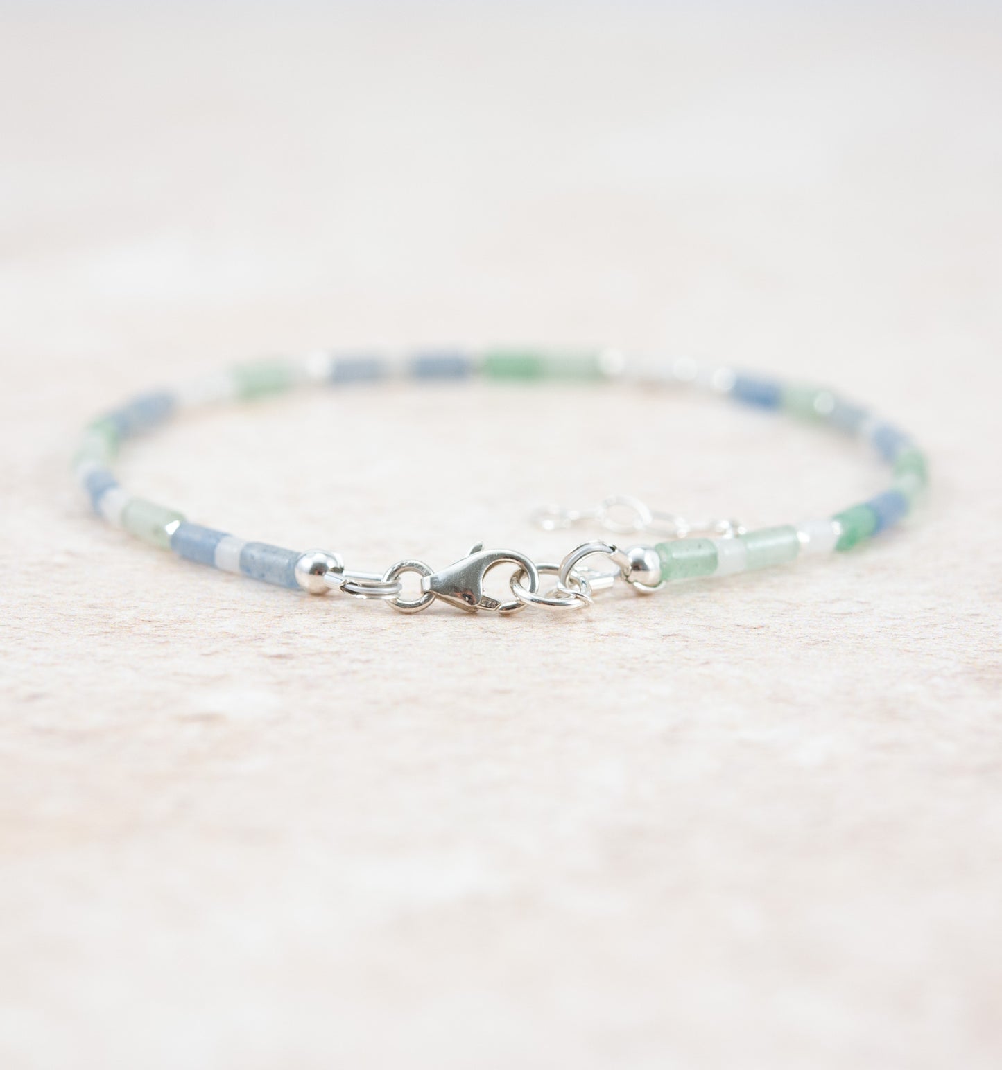 Good Luck Gemstone Bracelet -  Aventurine & White Jade
