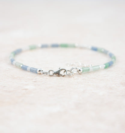 Good Luck Gemstone Bracelet -  Aventurine & White Jade