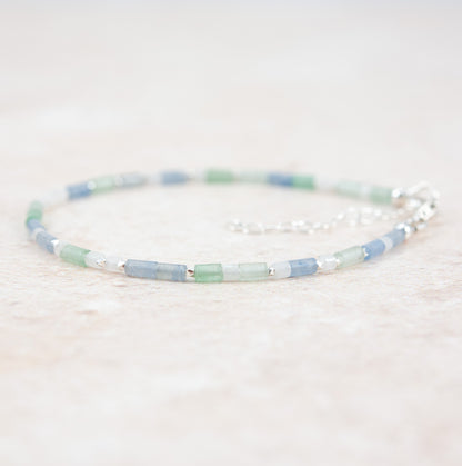 Good Luck Gemstone Bracelet -  Aventurine & White Jade