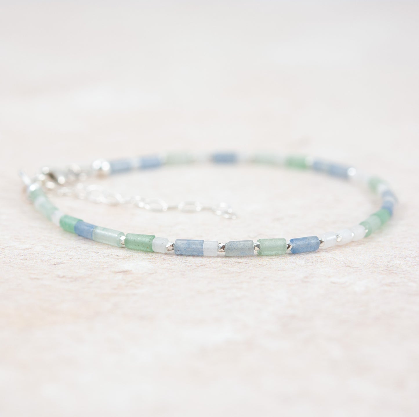 Good Luck Gemstone Bracelet -  Aventurine & White Jade