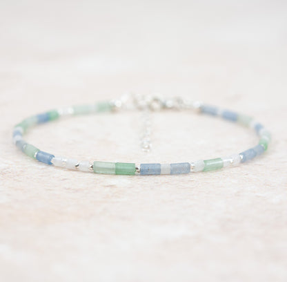 Good Luck Gemstone Bracelet -  Aventurine & White Jade