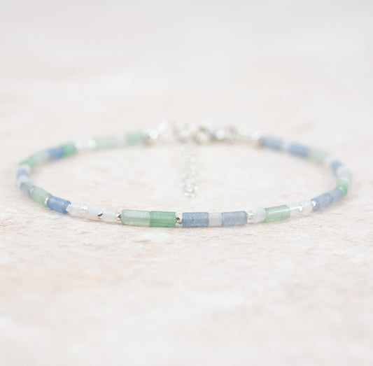 Good Luck Gemstone Bracelet -  Aventurine & White Jade